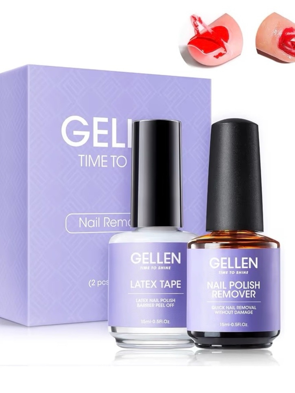 Gellen Gel Nail Polish Remover Kit - Gel Polish Remover & Latex Tape Peel Off